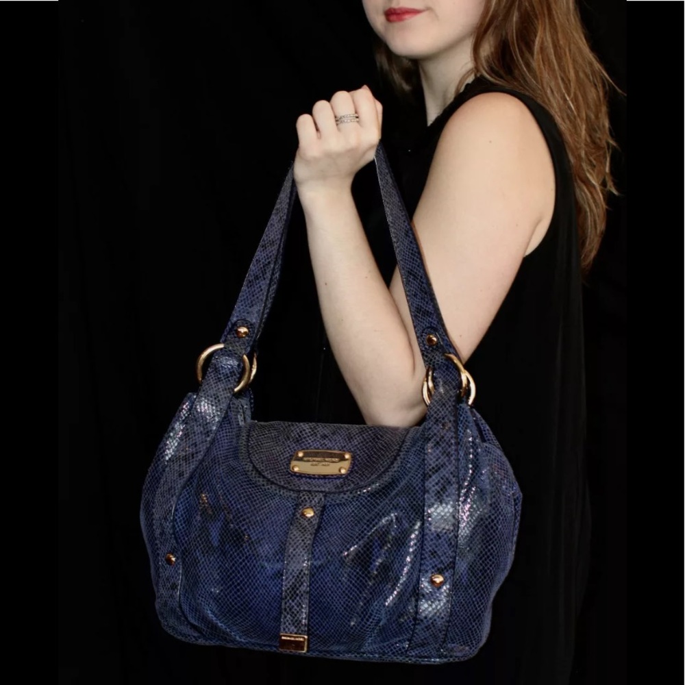 Michael Kors Purple Snakeskin Python Leather Tote - image 3